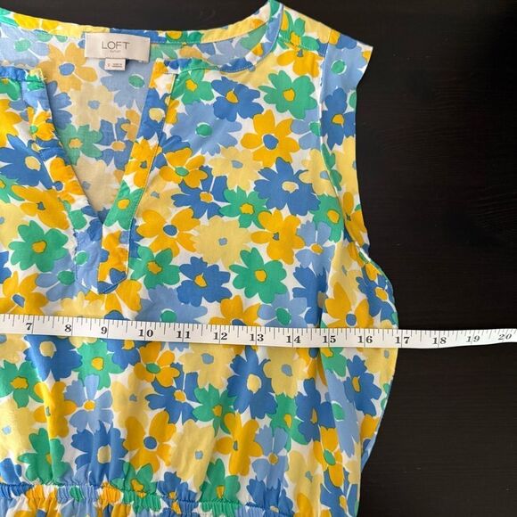 Loft Sundress Dress Size S Yellow Blue Floral Sleeveless Beach Summer Colorful - Picture 11 of 14